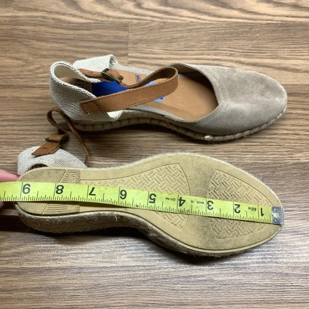 Verbenas‎ Womens Wedge Sandals Size 7.5 Beige Espadrille Ankle Strap